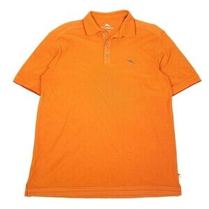 Tommy Bahama Pima Cotton Pique Orange Short Sleeve Golf Polo Shirt Mens Medium